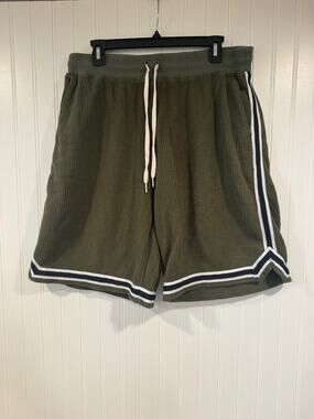 John Elliott Shorts Green Size 5 Contrast-Trimmed Cotton-Blend Corduroy Shorts